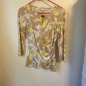 Liz Claiborne, yellow and gray dress‎ blouse